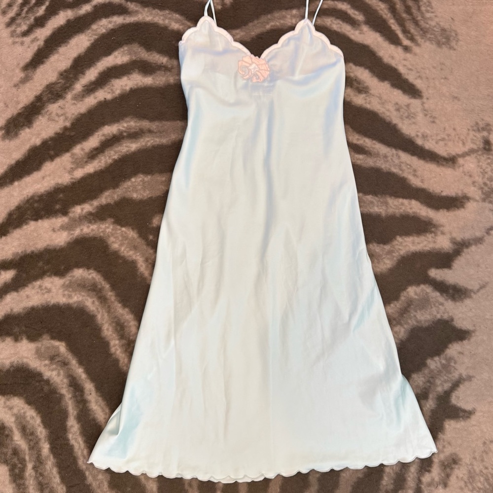 Vintage Diane Von Furstenberg silky Satin Pastel Blue DVF Nightgown Slip Dress🔥 - Picture 5 of 7